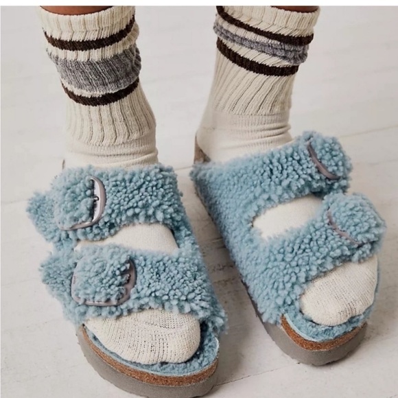 Birkenstock Shoes - Birkenstock Free People Papillio Sandals Womens US 7 Sherpa Big Buckle Blue